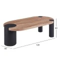 ΤΡΑΠΕΖΙ ΣΑΛΟΝΙΟΥ ΟΒΑΛ OVALON HM18433.05 MDF TOP ΚΑΡΥΔΙ-MDF ΠΟΔΙΑ ΜΑΥΡΑ 120x60x40Υεκ