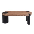 ΤΡΑΠΕΖΙ ΣΑΛΟΝΙΟΥ ΟΒΑΛ OVALON HM18433.05 MDF TOP ΚΑΡΥΔΙ-MDF ΠΟΔΙΑ ΜΑΥΡΑ 120x60x40Υεκ