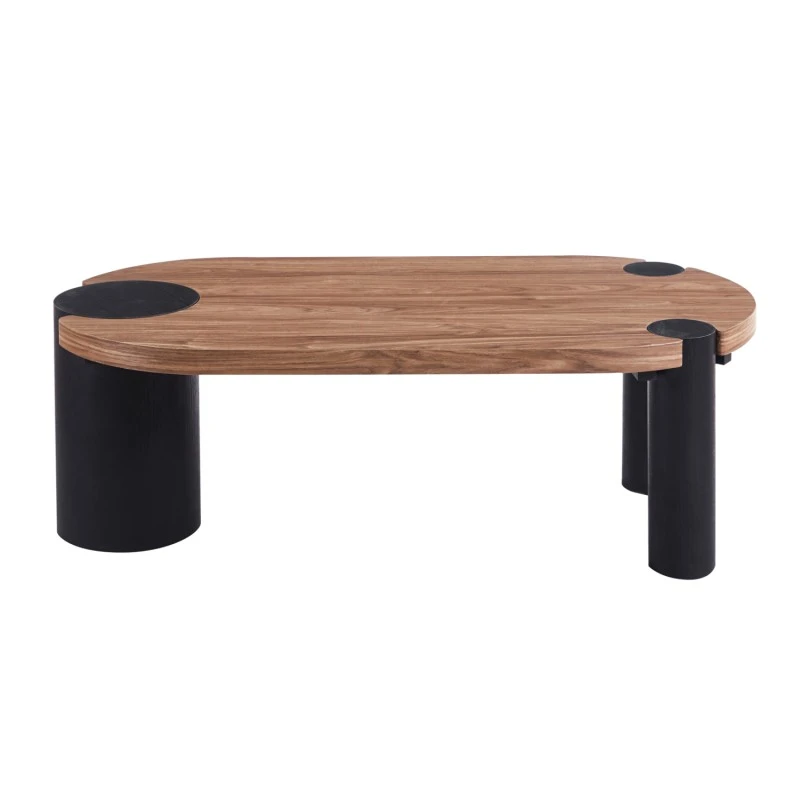 ΤΡΑΠΕΖΙ ΣΑΛΟΝΙΟΥ ΟΒΑΛ OVALON HM18433.05 MDF TOP ΚΑΡΥΔΙ-MDF ΠΟΔΙΑ ΜΑΥΡΑ 120x60x40Υεκ