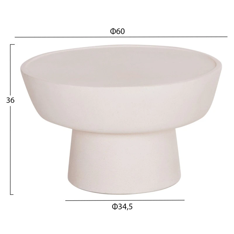 ΤΡΑΠΕΖΙ ΣΑΛΟΝΙΟΥ PIRSON HM18155.02 FIBER CEMENT ΣΕ ΛΕΥΚΟ--Φ60x36Υεκ.