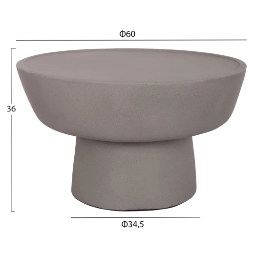 ΤΡΑΠΕΖΙ ΣΑΛΟΝΙΟΥ PIRSON HM18155.03 FIBER CEMENT ΣΕ ΓΚΡΙ--Φ60x36Υεκ.