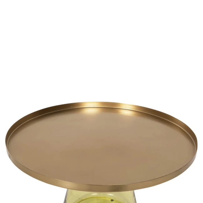 ΤΡΑΠΕΖΙ ΣΑΛΟΝΙΟΥ SCAL HM9724 ΒΑΣΗ ΠΡΑΣΙΝΟ ΓΥΑΛΙ-TOP ΧΡΥΣΟ ΜΕΤΑΛΛΟ Φ76x43,5Υεκ