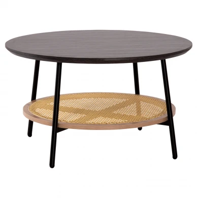 ΤΡΑΠΕΖΙ ΣΑΛΟΝΙΟΥ SEWELL HM18033 MDF ΣΕ ZEBRANO-ΜΕΤΑΛΛΙΚΑ ΠΟΔΙΑ-WICKER Φ80x46,5Υεκ.