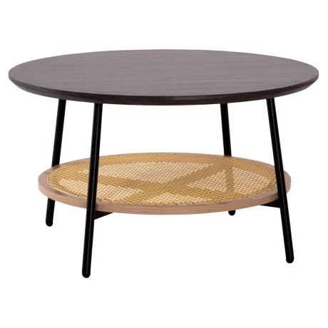 ΤΡΑΠΕΖΙ ΣΑΛΟΝΙΟΥ SEWELL HM18033 MDF ΣΕ ZEBRANO-ΜΕΤΑΛΛΙΚΑ ΠΟΔΙΑ-WICKER Φ80x46,5Υεκ.