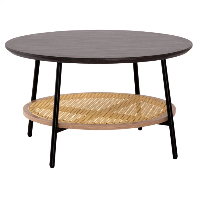 ΤΡΑΠΕΖΙ ΣΑΛΟΝΙΟΥ SEWELL HM18033 MDF ΣΕ ZEBRANO-ΜΕΤΑΛΛΙΚΑ ΠΟΔΙΑ-WICKER Φ80x46,5Υεκ.