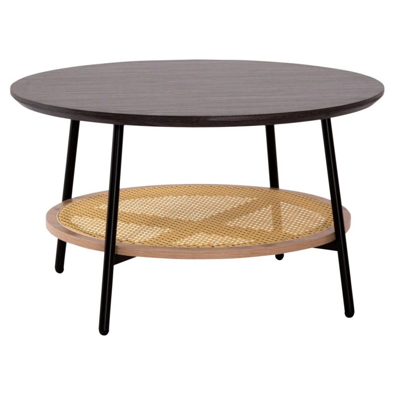 ΤΡΑΠΕΖΙ ΣΑΛΟΝΙΟΥ SEWELL HM18033 MDF ΣΕ ZEBRANO-ΜΕΤΑΛΛΙΚΑ ΠΟΔΙΑ-WICKER Φ80x46,5Υεκ.
