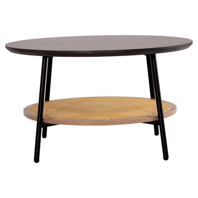 ΤΡΑΠΕΖΙ ΣΑΛΟΝΙΟΥ SEWELL HM18033 MDF ΣΕ ZEBRANO-ΜΕΤΑΛΛΙΚΑ ΠΟΔΙΑ-WICKER Φ80x46,5Υεκ.