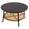 ΤΡΑΠΕΖΙ ΣΑΛΟΝΙΟΥ SEWELL HM18033 MDF ΣΕ ZEBRANO-ΜΕΤΑΛΛΙΚΑ ΠΟΔΙΑ-WICKER Φ80x46,5Υεκ.