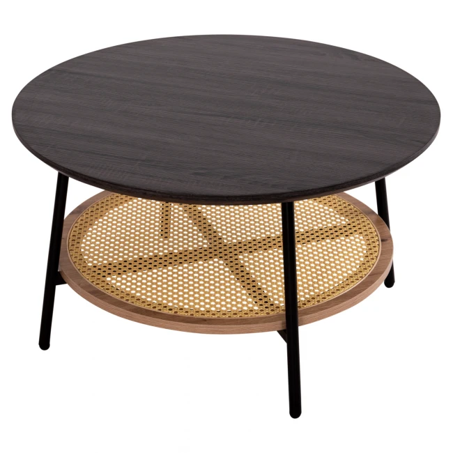 ΤΡΑΠΕΖΙ ΣΑΛΟΝΙΟΥ SEWELL HM18033 MDF ΣΕ ZEBRANO-ΜΕΤΑΛΛΙΚΑ ΠΟΔΙΑ-WICKER Φ80x46,5Υεκ.
