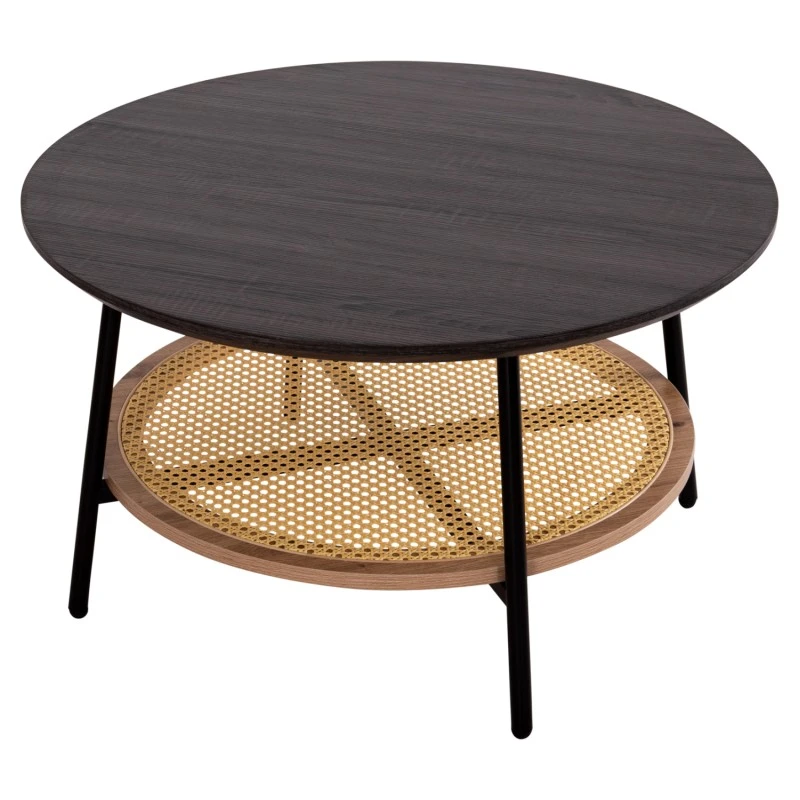 ΤΡΑΠΕΖΙ ΣΑΛΟΝΙΟΥ SEWELL HM18033 MDF ΣΕ ZEBRANO-ΜΕΤΑΛΛΙΚΑ ΠΟΔΙΑ-WICKER Φ80x46,5Υεκ.