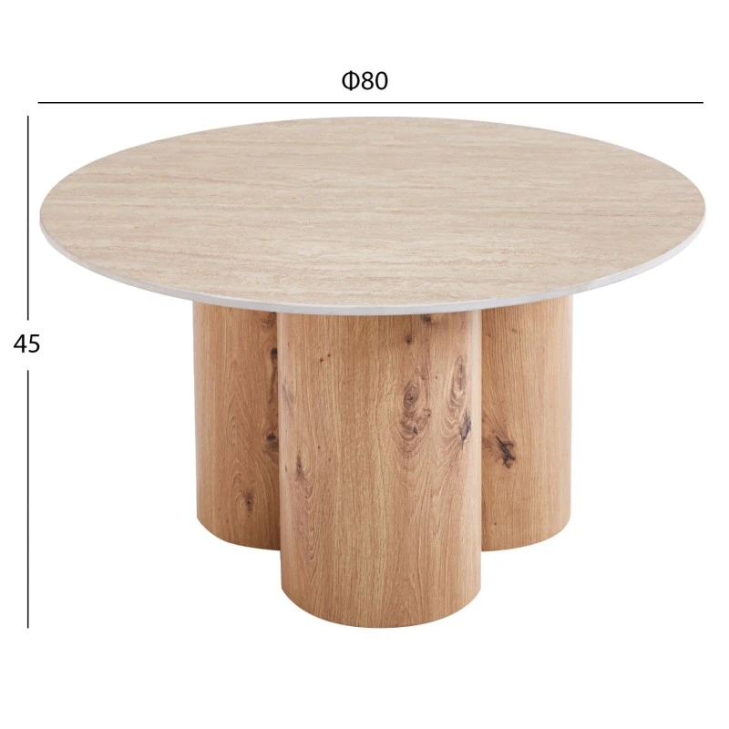 ΤΡΑΠΕΖΙ ΣΑΛΟΝΙΟΥ SILVA HM18443 ΚΕΡΑΜΙΚΟ TOP ΟΨΗ ΤΡΑΒΕΡΤΙΝΑΣ-MDF ΦΥΣΙΚΟ Φ80x45Υεκ.