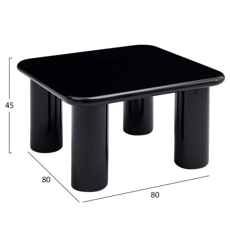 ΤΡΑΠΕΖΙ ΣΑΛΟΝΙΟΥ SOLNA HM18453.02 MDF ΣΕ GLOSSY ΜΑΥΡΟ 80x80x45Υεκ