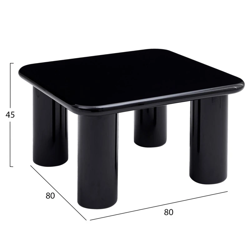 ΤΡΑΠΕΖΙ ΣΑΛΟΝΙΟΥ SOLNA HM18453.02 MDF ΣΕ GLOSSY ΜΑΥΡΟ 80x80x45Υεκ