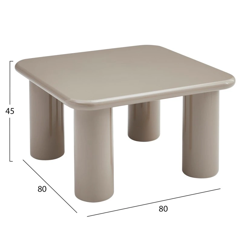 ΤΡΑΠΕΖΙ ΣΑΛΟΝΙΟΥ SOLNA HM18453.05 MDF ΣΕ GLOSSY TAUPE 80x80x45Υεκ