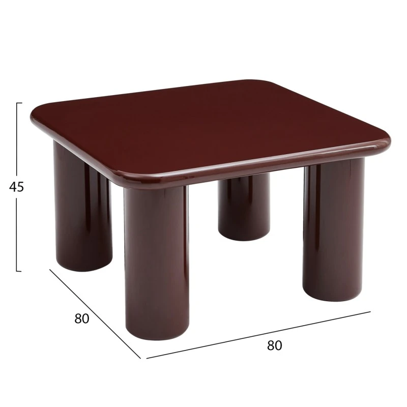 ΤΡΑΠΕΖΙ ΣΑΛΟΝΙΟΥ SOLNA HM18453.06 MDF ΣΕ GLOSSY ΚΟΚΚΙΝΟ 80x80x45Υεκ