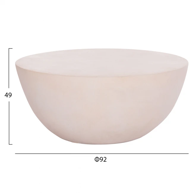ΤΡΑΠΕΖΙ ΣΑΛΟΝΙΟΥ ΣΤΡΟΓΓΥΛΟ ALLAN HM18162.02 FIBER CEMENT ΣΕ ΑΝΟΙΧΤΟ ΜΠΕΖ--Φ92x49Υεκ.