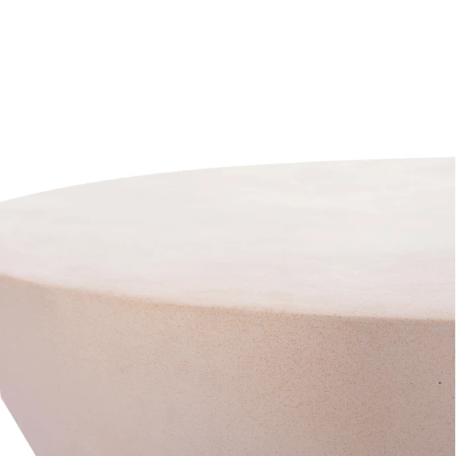 ΤΡΑΠΕΖΙ ΣΑΛΟΝΙΟΥ ΣΤΡΟΓΓΥΛΟ ALLAN HM18162.02 FIBER CEMENT ΣΕ ΑΝΟΙΧΤΟ ΜΠΕΖ--Φ92x49Υεκ.