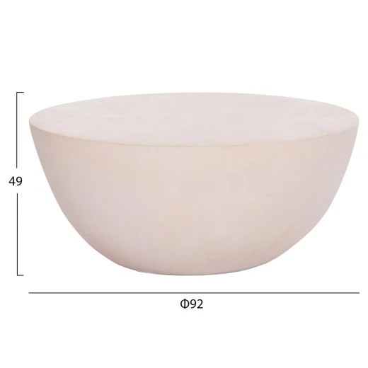 ΤΡΑΠΕΖΙ ΣΑΛΟΝΙΟΥ ΣΤΡΟΓΓΥΛΟ ALLAN HM18162.02 FIBER CEMENT ΣΕ ΛΕΥΚΟ--Φ92x49Υεκ.
