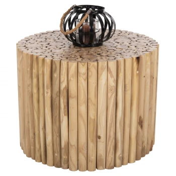 ΤΡΑΠΕΖΙ ΣΑΛΟΝΙΟΥ ΣΤΡΟΓΓΥΛΟ COOTER HM9864 ΚΛΑΔΙΑ TEAK-ΦΥΣΙΚΟ Φ60,5x46Υεκ.