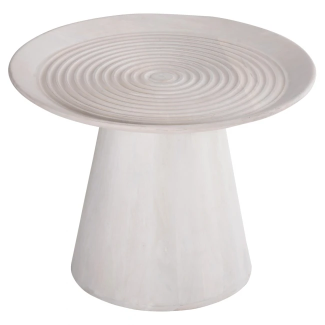 ΤΡΑΠΕΖΙ ΣΑΛΟΝΙΟΥ ΣΤΡΟΓΓΥΛΟ ROSS HM9709 ΜΑΣΙΦ ΞΥΛΟ MANGO-ΛΕΥΚΟ Φ60x45Υεκ.