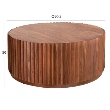 ΤΡΑΠΕΖΙ ΣΑΛΟΝΙΟΥ ΣΤΡΟΓΓΥΛΟ SEDGE HM9695 ΜΑΣΙΦ ΑΚΑΚΙΑ-ΦΥΣΙΚΟ ΧΡΩΜΑ Φ90Χ38Υεκ.