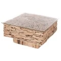 ΤΡΑΠΕΖΙ ΣΑΛΟΝΙΟΥ ΤΕΤΡΑΓΩΝΟ SPARROW HM9960 DRIFTWOOD--ΓΥΑΛΙ 95x95x51,5Υεκ.