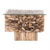 ΤΡΑΠΕΖΙ ΣΑΛΟΝΙΟΥ ΤΕΤΡΑΓΩΝΟ SPARROW HM9961 DRIFTWOOD--ΓΥΑΛΙ 75x75x51Υεκ.