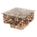 ΤΡΑΠΕΖΙ ΣΑΛΟΝΙΟΥ ΤΕΤΡΑΓΩΝΟ SPARROW HM9961 DRIFTWOOD--ΓΥΑΛΙ 75x75x51Υεκ.