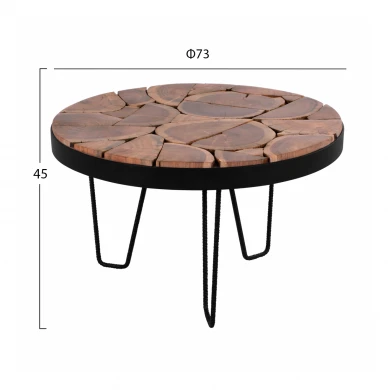 ΤΡΑΠΕΖΙ ΣΑΛΟΝΙΟΥ TIMOTHY ΑΠΟ ΜΑΣΙΦ ΞΥΛΟ ΑΚΑΚΙΑΣ Φ73x45Υεκ.HM8366.11