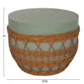 ΤΡΑΠΕΖΙ ΣΑΛΟΝΙΟΥ VILHENA HM18165 FIBER CEMENT ΠΡΑΣΙΝΟ-RATTAN ΦΥΣΙΚΟ Φ56x47Υεκ.