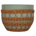 ΤΡΑΠΕΖΙ ΣΑΛΟΝΙΟΥ VILHENA HM18165 FIBER CEMENT ΠΡΑΣΙΝΟ-RATTAN ΦΥΣΙΚΟ Φ56x47Υεκ.