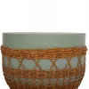 ΤΡΑΠΕΖΙ ΣΑΛΟΝΙΟΥ VILHENA HM18165 FIBER CEMENT ΠΡΑΣΙΝΟ-RATTAN ΦΥΣΙΚΟ Φ56x47Υεκ.