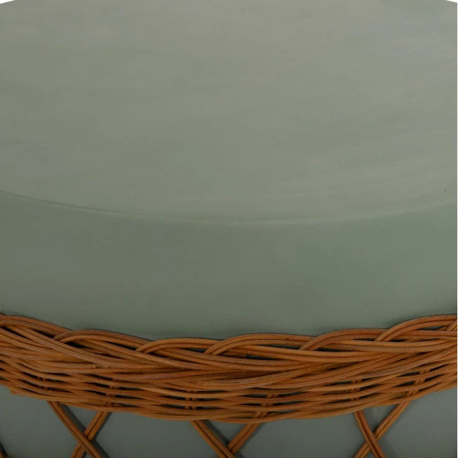 ΤΡΑΠΕΖΙ ΣΑΛΟΝΙΟΥ VILHENA HM18165 FIBER CEMENT ΠΡΑΣΙΝΟ-RATTAN ΦΥΣΙΚΟ Φ56x47Υεκ.