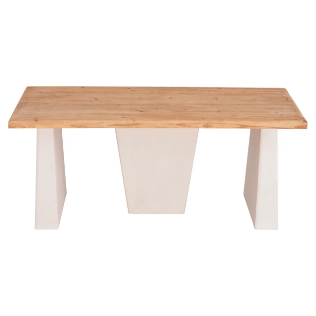 ΤΡΑΠΕΖΙ ΣΕΙΡΑ SANTORINI HM18042 ΤΟΠ ΞΥΛΟ ΕΛΑΤΟΥ-ΠΟΔΙΑ MDF ΥΠΟΛΕΥΚΑ 179x90x75Υεκ.