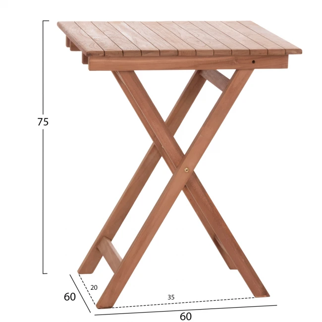 ΤΡΑΠΕΖΙ ΣΚΗΝΟΘΕΤΗ ΤΕΤΡΑΓΩΝΟ HEIDEL HM18121 ΞΥΛΟ TEAK--ΦΥΣΙΚΟ 60x60x75Υεκ.