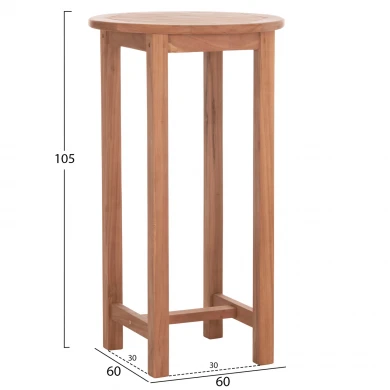 ΤΡΑΠΕΖΙ/ΣΤΑΝΤ ΜΠΑΡ ΣΤΡΟΓΓΥΛΟ PRESSCOT HM18114 ΞΥΛΟ TEAK--ΦΥΣΙΚΟ Φ60x105Υεκ.