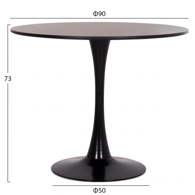 ΤΡΑΠΕΖΙ ΣΤΡΟΓΓΥΛΟ BROLIN HM18141.02 MDF TOP-ΒΑΣΗ ΜΕΤΑΛΛΙΚΗ--ΜΑΥΡΟ Φ90x73Υεκ