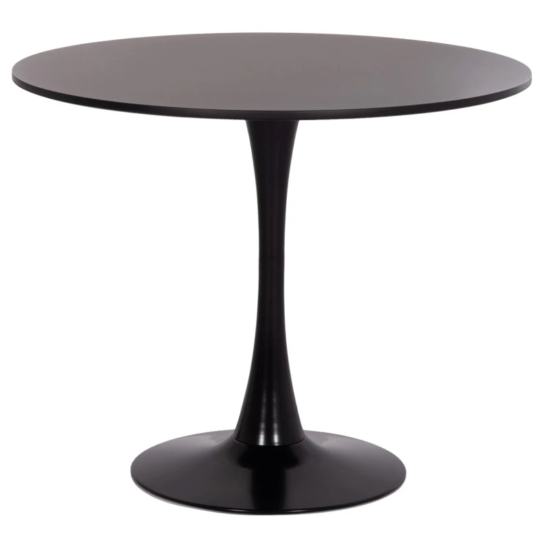 ΤΡΑΠΕΖΙ ΣΤΡΟΓΓΥΛΟ BROLIN HM18141.02 MDF TOP-ΒΑΣΗ ΜΕΤΑΛΛΙΚΗ--ΜΑΥΡΟ Φ90x73Υεκ