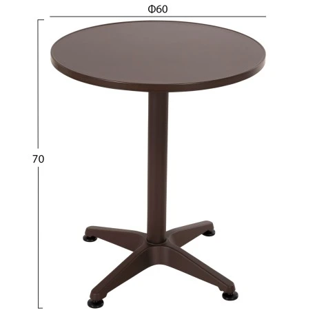 ΤΡΑΠΕΖΙ ΣΤΡΟΓΓΥΛΟ GOSS HM5974.02 ΑΛΟΥΜΙΝΙΟ ΚΑΦΕ Φ60x70Υεκ.