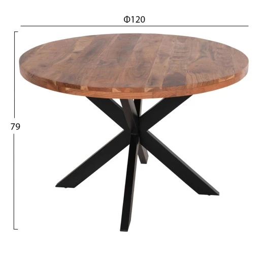 ΤΡΑΠΕΖΙ ΣΤΡΟΓΓΥΛΟ MONTANA SUPERIOR HM9903 4εκ.ΠΑΧΟΣ ΜΑΣΙΦ ΞΥΛΟ ΑΚΑΚΙΑΣ Φ120Χ77Υεκ