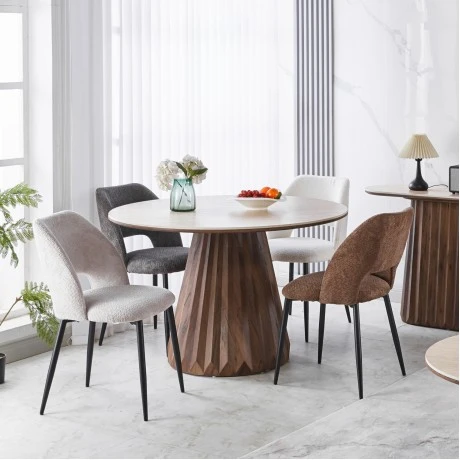 ΤΡΑΠΕΖΙ ΣΤΡΟΓΓΥΛΟ WALDEN HM18440 ΚΕΡΑΜΙΚΟ TOP ΣΕ ΤΡΑΒΕΡΤΙΝΑ--MDF ΒΑΣΗ Φ120x76Υεκ