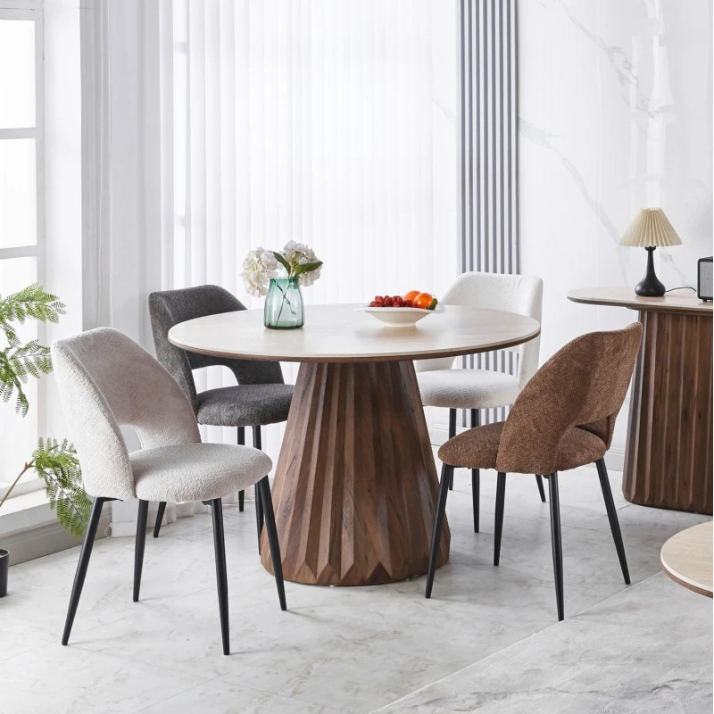 ΤΡΑΠΕΖΙ ΣΤΡΟΓΓΥΛΟ WALDEN HM18440 ΚΕΡΑΜΙΚΟ TOP ΣΕ ΤΡΑΒΕΡΤΙΝΑ--MDF ΒΑΣΗ Φ120x76Υεκ