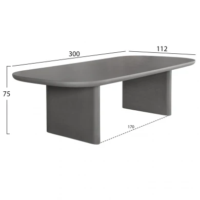 ΤΡΑΠΕΖΙ ΤΡΑΠΕΖΑΡΙΑΣ AZAMI HM6601.01 ΓΚΡΙ FIBER CEMENT 300x112x75Υεκ.