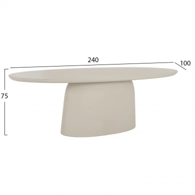 ΤΡΑΠΕΖΙ ΤΡΑΠΕΖΑΡΙΑΣ FIBER CEMENT ΟΒΑΛ BRECCAN HM6577.02 ΜΠΕΖ 240x100x75Υεκ.