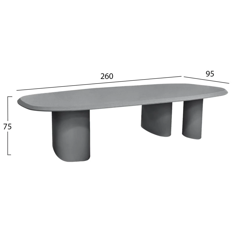 ΤΡΑΠΕΖΙ ΤΡΑΠΕΖΑΡΙΑΣ FIBER CEMENT ΟΒΑΛ GLEN HM6598.01 ΓΚΡΙ 260x95x75Υεκ