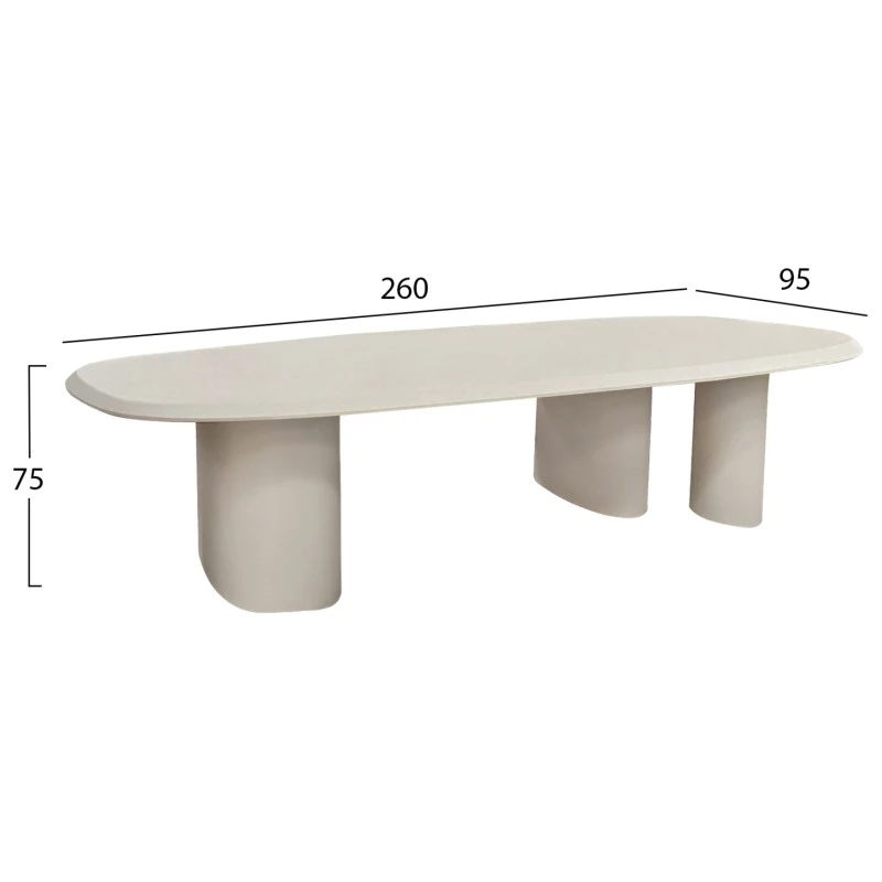 ΤΡΑΠΕΖΙ ΤΡΑΠΕΖΑΡΙΑΣ FIBER CEMENT ΟΒΑΛ GLEN HM6598.02 ΜΠΕΖ 260x95x75Υεκ