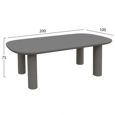 ΤΡΑΠΕΖΙ ΤΡΑΠΕΖΑΡΙΑΣ KIORA HM6597.01 ΓΚΡΙ FIBER CEMENT 200x100x75Υεκ