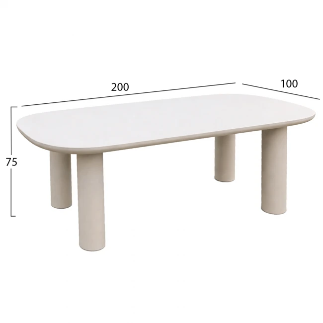 ΤΡΑΠΕΖΙ ΤΡΑΠΕΖΑΡΙΑΣ KIORA HM6597.02 ΜΠΕΖ FIBER CEMENT 200x100x75Υεκ