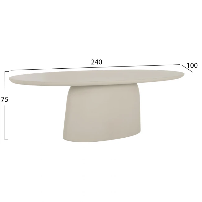 ΤΡΑΠΕΖΙ ΤΡΑΠΕΖΑΡΙΑΣ ΟΒΑΛ BRECCAN HM6577.02 ΜΠΕΖ FIBER CEMENT 240x100x75Υεκ.