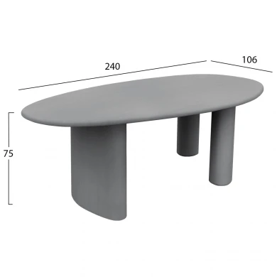 ΤΡΑΠΕΖΙ ΤΡΑΠΕΖΑΡΙΑΣ ΟΒΑΛ VOLPE HM6599.01 ΓΚΡΙ FIBER CEMENT 240x100x75Υεκ